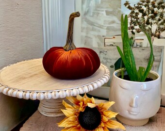 Large Rust Velvet Pumpkin: Rustic Fall Decor Centerpiece