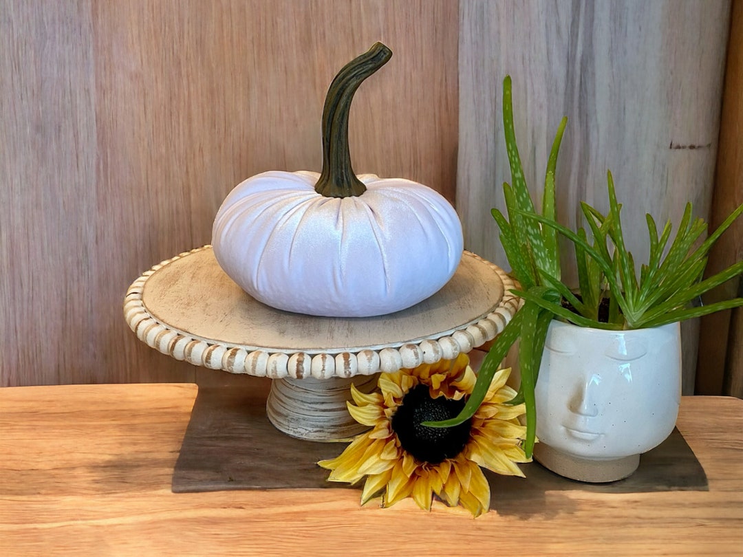 Handmade Extra Large White Velvet Pumpkin Winter Holiday Tablescape ...