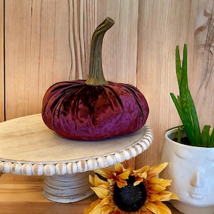 Velvet Pumpkin Luxe Wine Velvet Handmade Extra Large Velvet Pumpkin Home Decor Trend Holiday Table Decor Rustic Wedding Decor Centerpiece