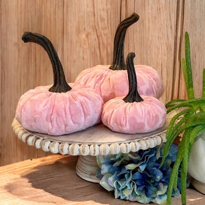 Pink Heart Embossed Mink Velvet Handmade Pumpkin Set of 3 Valentine's Day Centerpiece Spring Party Decor Gift Set for Mom Summer Home Decor image 2