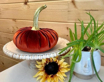 Handmade Luxe Rust Velvet Extra Large Pumpkin: Fall Table Centerpiece