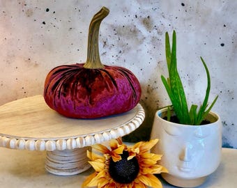 Extra Large Luxe Wine Velvet Pumpkin Handmade Rustic Wedding Centerpiece Holiday Table Decor Thanksgiving Mantle Decor Housewarming Gift