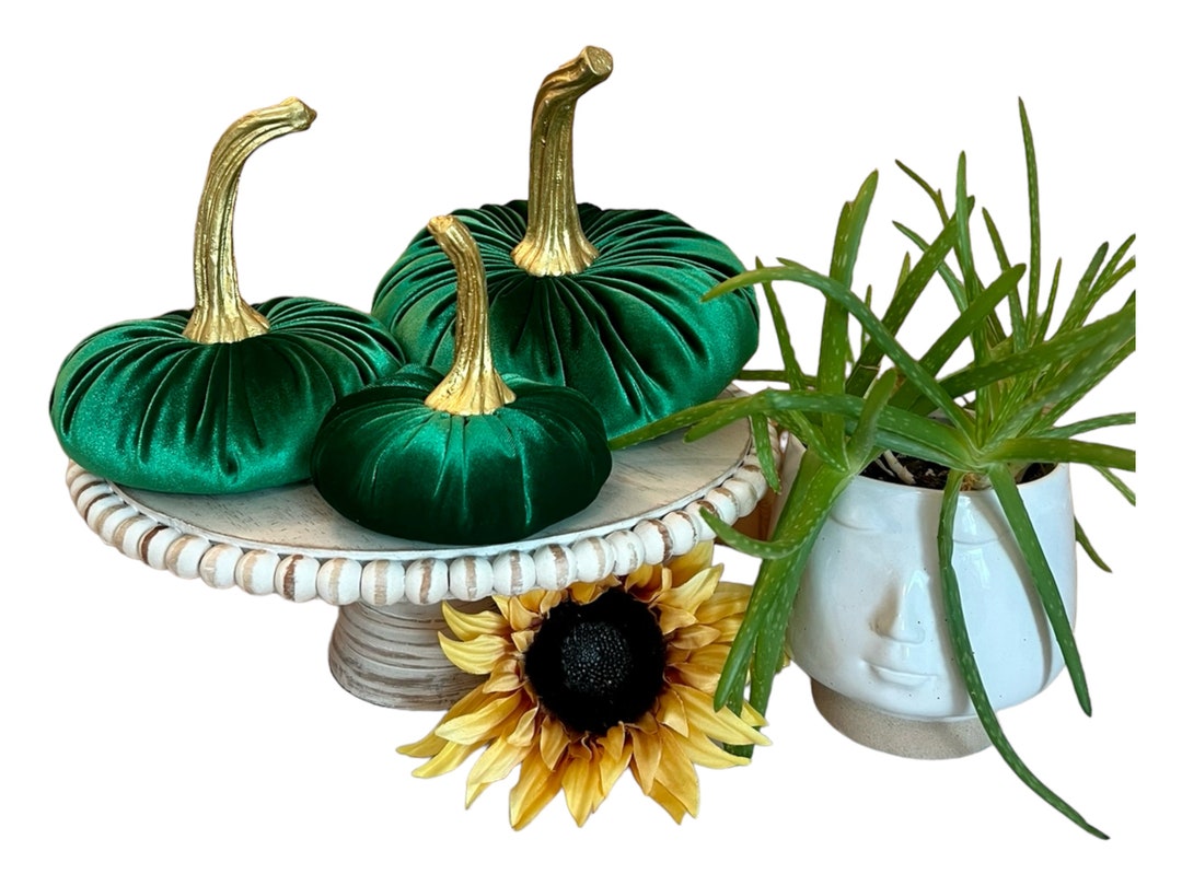 Velvet Pumpkin Set of 3 EMERALD GREEN VELVET Spring Easter Decor Luxe ...