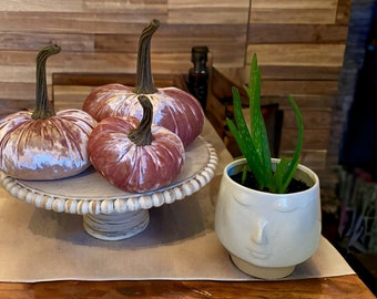Handmade Velvet Pumpkins Set of 3 PINK CHAMPAGNE Thanksgiving Home Decor Valentine's Day Gift Set Fall Wedding Centerpiece Gift for Mom