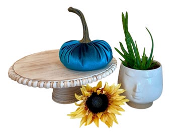 Shabby Chic Coastal Home Decor Modern Rustic Mantle Decor Fall Home Staging Accessory Luxe Wedding Centerpiece Large Teal Velvet Pumpkin