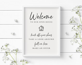 Real Estate Agent Prints 11x17 Real Estate Welcome to Our Open House Instant Digital Download PDF Blue Grey Gold Realtor Marketing