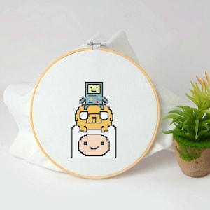 Adventure Time Cross Stitch patroon PDF - Finn, Jake & Bmo