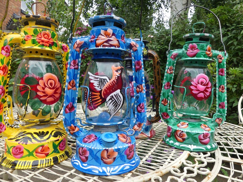 Beautiful Oil Burning Lanterns Handpainted in the Traditional Etsy
