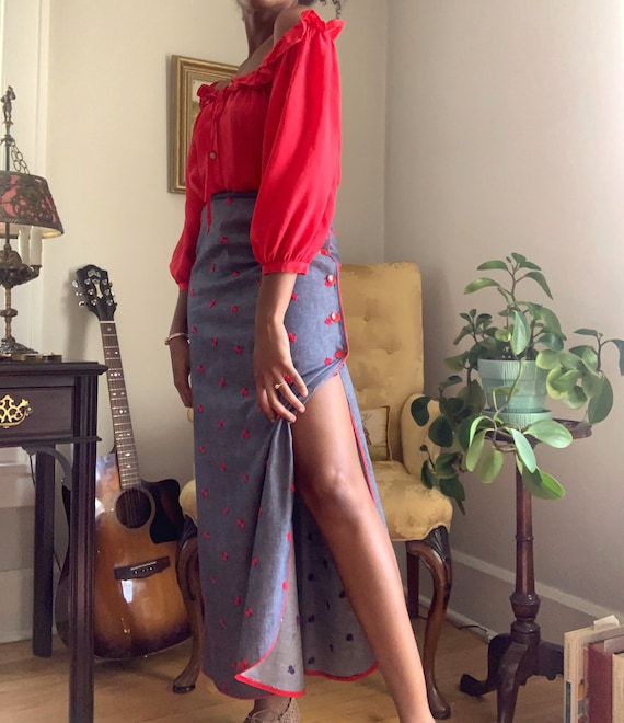 Vintage Koret of California Cherry Novelty Skirt -