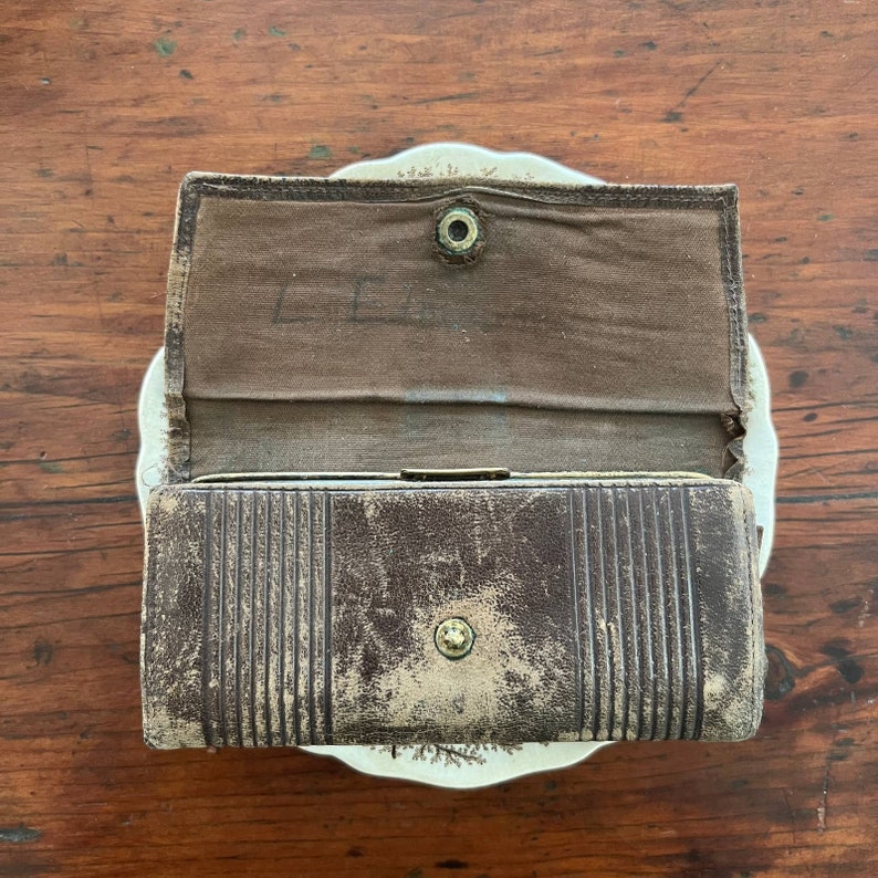 Antique Leather Wallet Clutch image 5