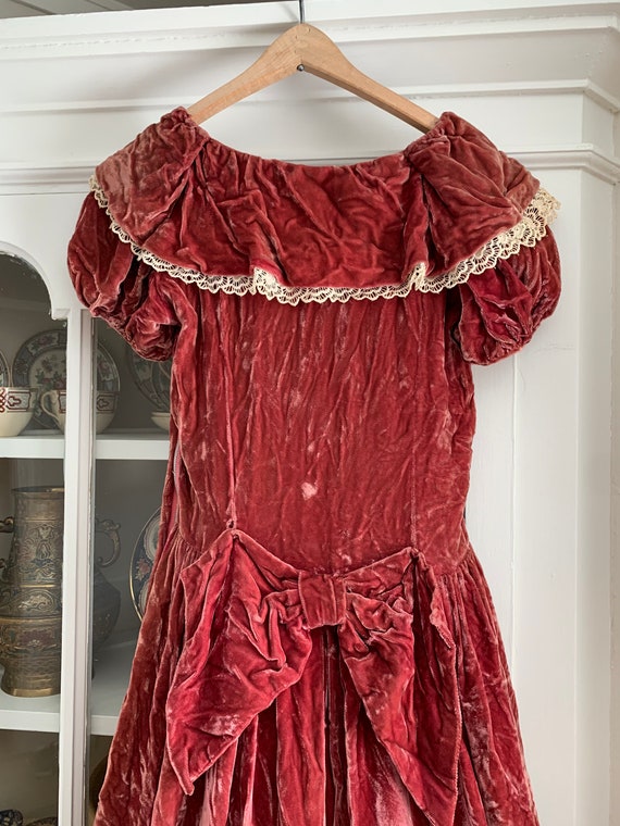 1930s Velvet Dress - Dusty Rose - image 3