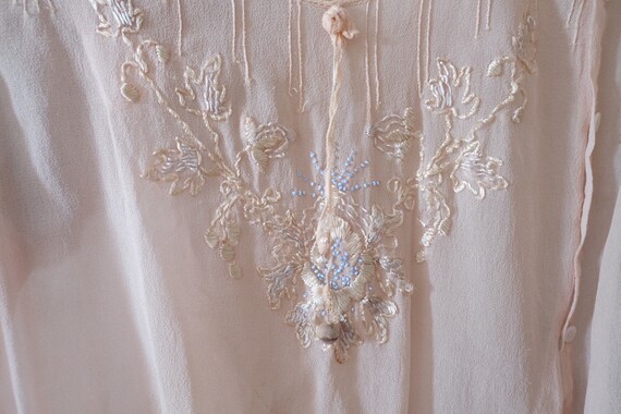 A Silk 1920s Pink Embroidered and Beaded Blouse - image 3