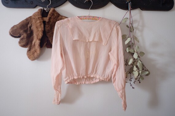 A Silk 1920s Pink Embroidered and Beaded Blouse - image 2