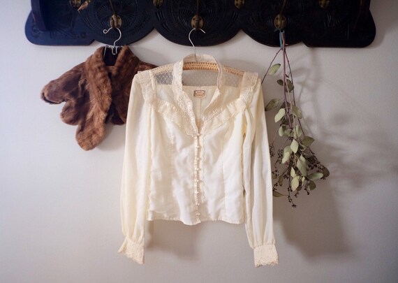 Gunne Sax Cream Blouse - XS