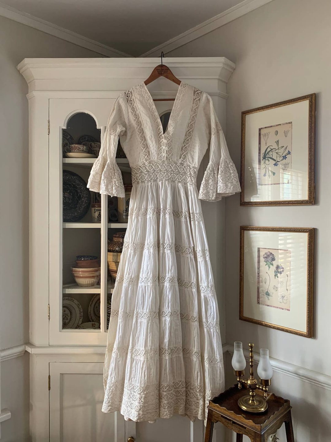 60s/70s White Hippie Dress Etsy