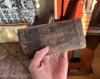 Antique Leather Wallet Clutch