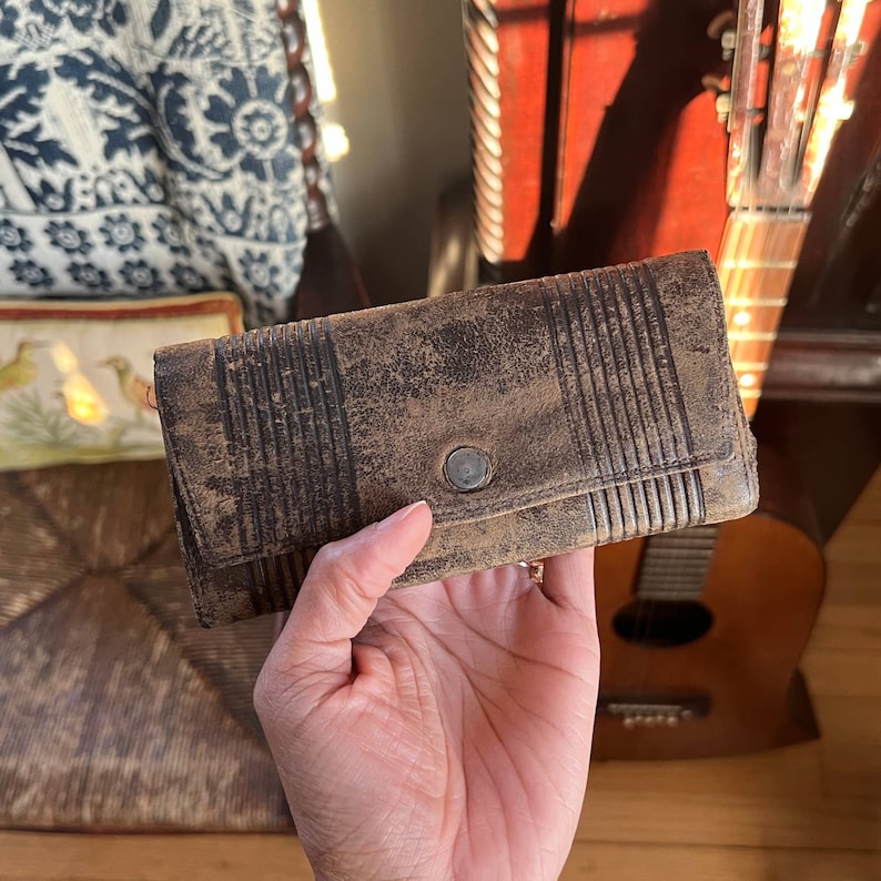 Antique Leather Wallet Clutch image 1