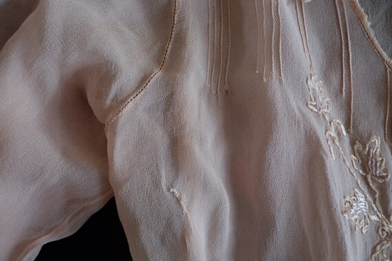 A Silk 1920s Pink Embroidered and Beaded Blouse - image 10