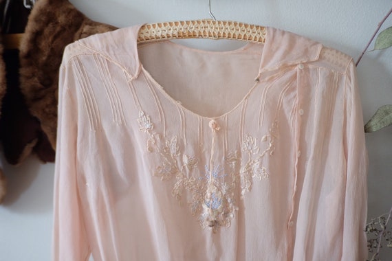 A Silk 1920s Pink Embroidered and Beaded Blouse - image 5