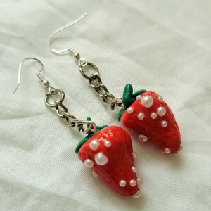 Moldy Strawberry Dangly Earings