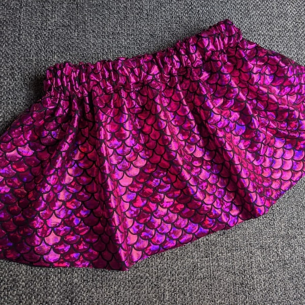 Hot Pink and Black Mermaid Scales Babies Toddlers and Kids Circle Skirt