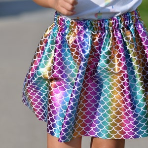 Rainbow Mermaid Scales Babies Toddlers and Kids Circle Skirt