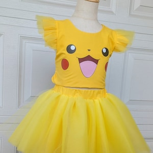 Pikachu Inspired Tulle crop top and skirt combo!