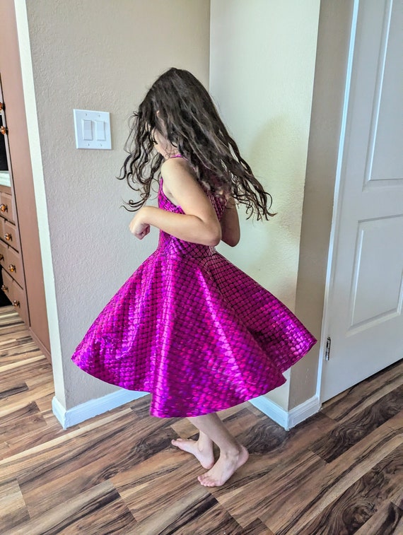 mermaid twirl dress Posh Peanut Girl's Disney's The Little Mermaid Magical Mermaid Twirl Dress in Blue, 10Y-12Y, Viscose from Bamboo