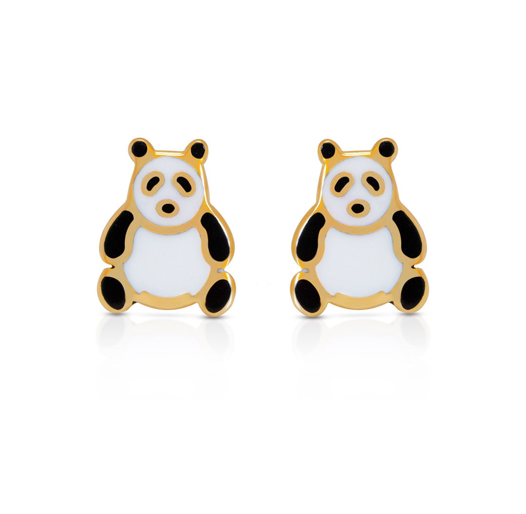 Yellow Gold Diamond Panda Earrings For Sale at 1stDibs  panda earrings gold  gold panda earrings panda bear earrings
