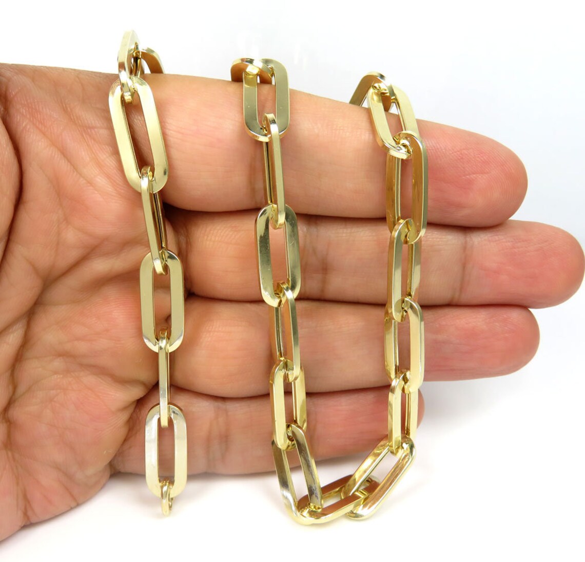 Solid 14K Yellow Gold Paperclip Chain Necklace Real Gold Etsy