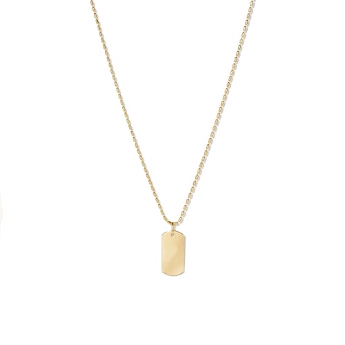 14K Solid Gold Dog Tag Necklace 14K Solid Gold Pendant Etsy