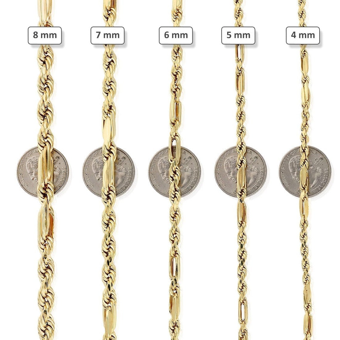 Solid 14k Yellow Gold Milano Chain Figaro Rope Chain Etsy Ireland