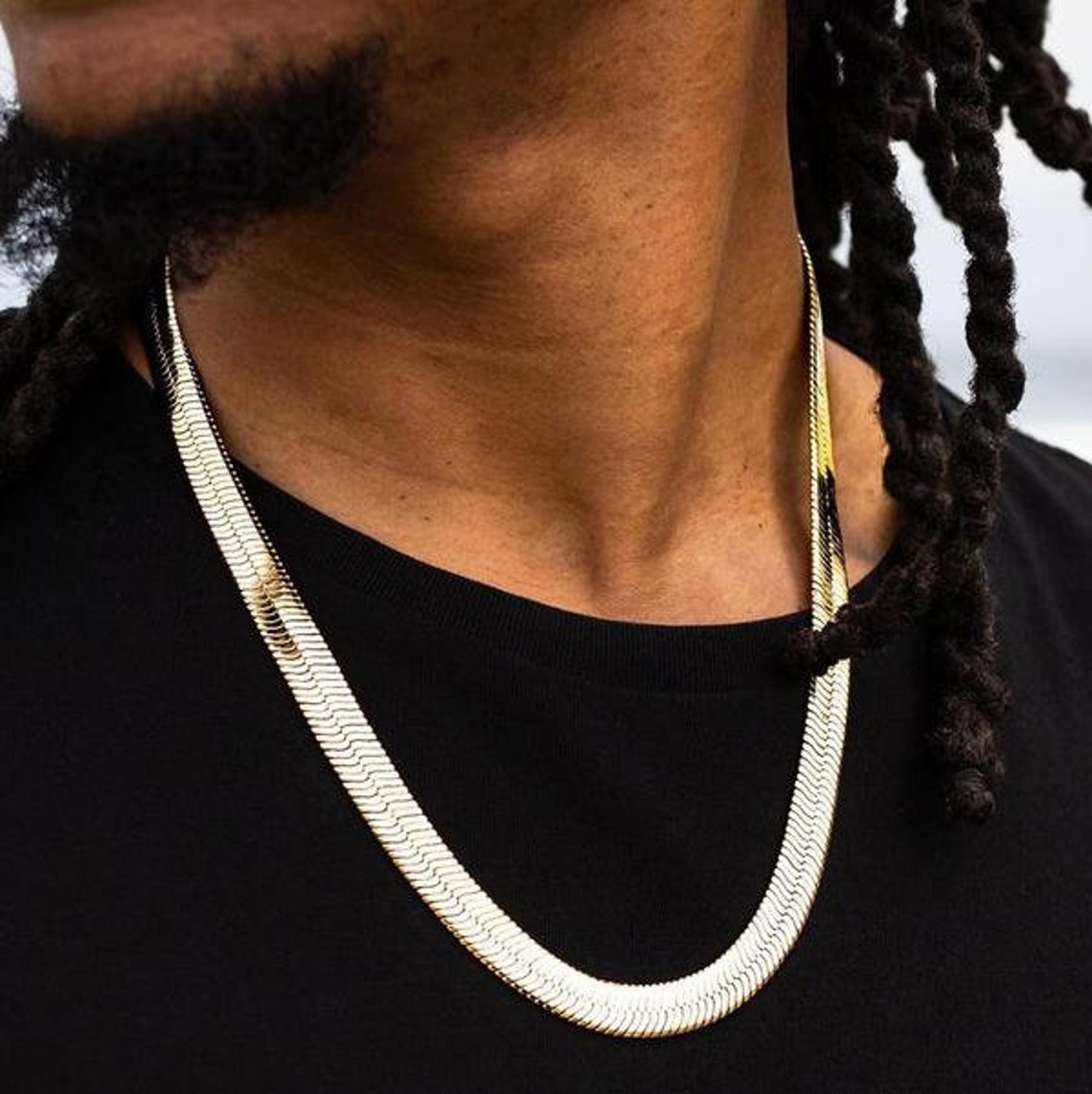 Solid 14k italian Gold Chain / flat snake chain / Solid Etsy