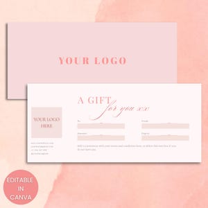 Gift Certificate Template | Editable Canva Gift Voucher | Luxe Business Gift Card | Modern Design | 210 x 95mm | Elegant Template|