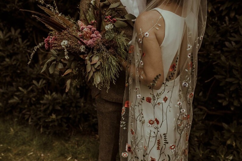 IRIS  Floral embroidered secret garden bohemian wedding image 4