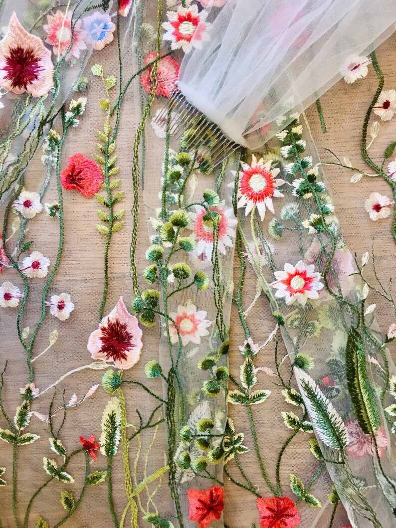 IRIS  Floral embroidered secret garden bohemian wedding image 3