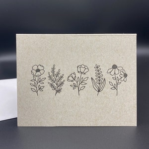 Wildflower Letterpress Card | Wildflower Card, Flower Card, Greeting Card, Note Card, Letterpress Card, Letterpress Greetin Card