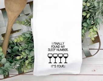 Wine Sleep Number Kitchen Tea Towel | Tea Towel, Kitchen Towel, Funny Kitchen Towel, Wine, Wine Towel