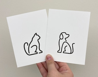 Dog / Cat Letterpress Card | Dog Card, Cat Card, Letterpress card, Cat, Dog, Dog Greeting Card, Cat Greeting Card, Blank Card