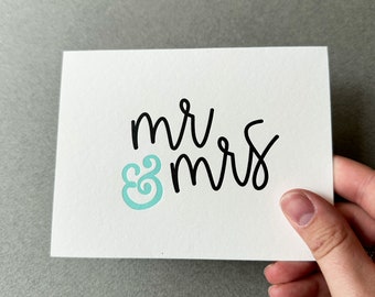 Mr. & Mrs. Wedding Letterpress Card | Congrats, Congratulations Card, Celebrate , Engagement Card, Wedding Card, Wedding Shower Card