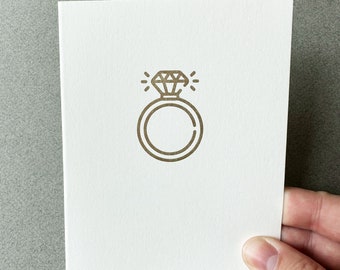 Gold Engagement Ring Letterpress Card | Congrats, Congratulations Card, Celebrate Card, Congrats Card, Engagement Ring, Wedding Card