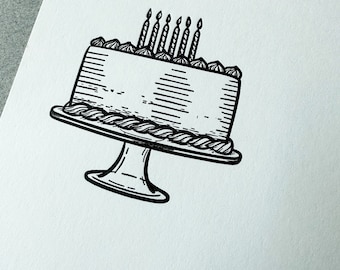 Birthday Cake Flat Letterpress Card | Happy Birthday Card, Birthday Card, Happy Birthday, Cake Card, Greeting Card, Letterpress Card, A7