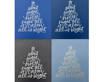 Stille Nacht Weihnachten Letterpress Print | Letterpress Druck, Winterdruck, Weihnachten, Feiertagsdruck, Weihnachtsbaum, Weihnachtslied