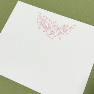 Pink Flower Flat Letterpress Note Card Flower Card, Letterpress Card, Flat Card, Note Card, A2 Note Card, Flowers, Flower Arrangement image 1