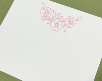 Pink Flower Flat Letterpress Note Card | Flower Card, Letterpress Card, Flat Card, Note Card, A2 Note Card, Flowers, Flower Arrangement