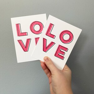 LOVE Valentine&#39;s Day Letterpress Flat Notecard | Valentine&#39;s Day Card, Love Card, Letterpress card, Letterpress Valentine&#39;s Card,