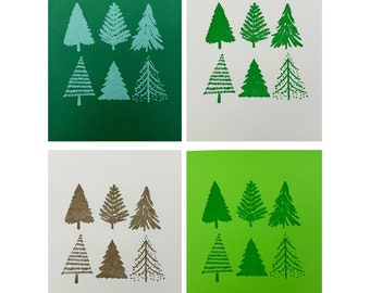 Weihnachtsbäume Letterpress Print | Letterpress Print, Winter Print, Weihnachten, Tannenbäume, Baum Print, Winter Wonderland