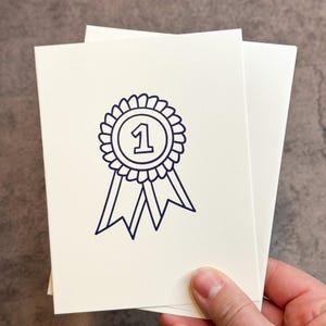 Blue Ribbon Letterpress Card | Letterpress, A2 Card, First Place, Blank Card, You&#39;re #1, Congrats Card, Blue Ribbon, You&#39;re the Best