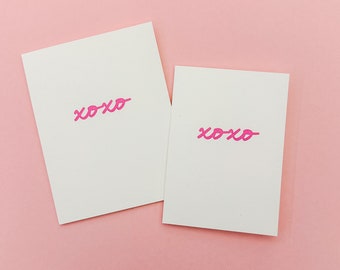 Pink XOXO Valentine's Day Letterpress Card | Letterpress, A2 Card, Letterpress Card, Greeting Card, Blank Card, Hearts, Valentine's Day