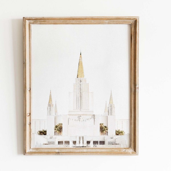 Oakland California Temple Watercolor Print, Photograph Art Print, Home Decor Printable Digital Wall Art